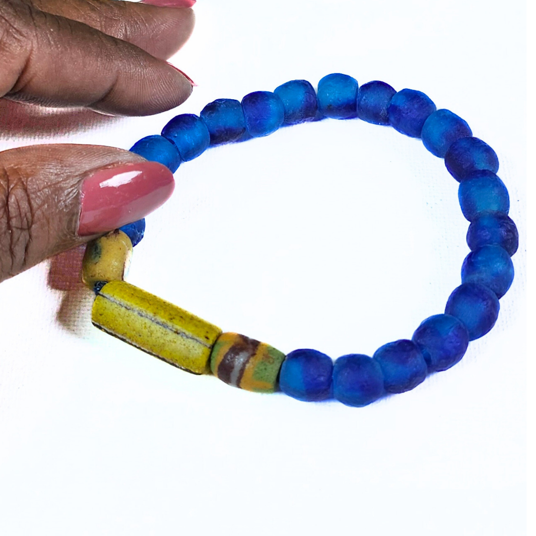 Blue Glass African Inspired Bracelet