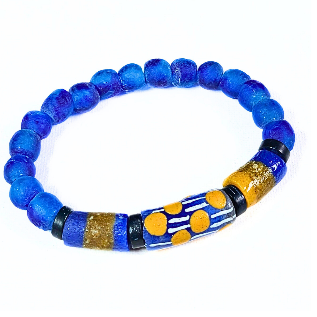 Blue Glass African Inspired Bracelet