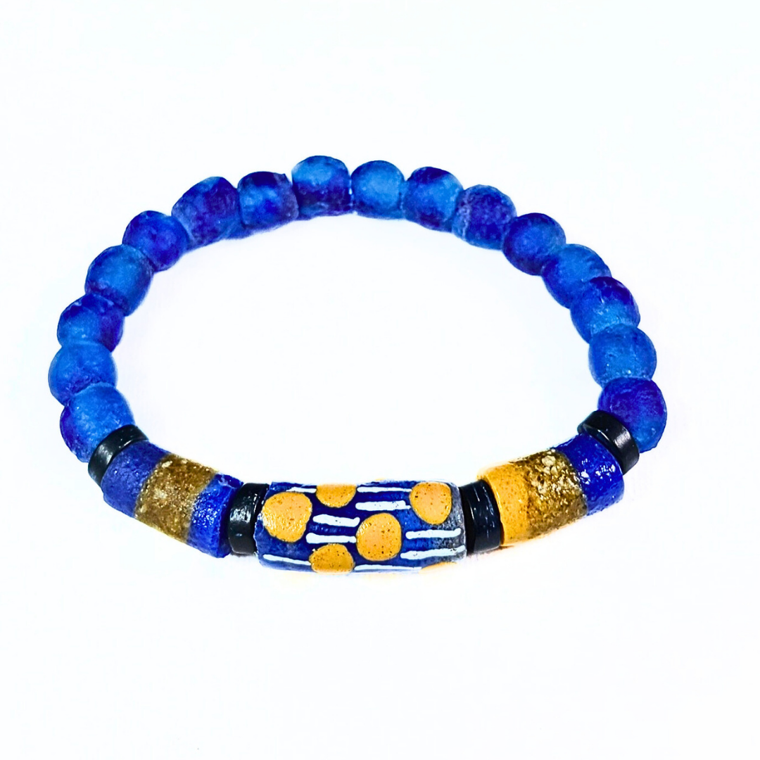 Blue Glass African Inspired Bracelet