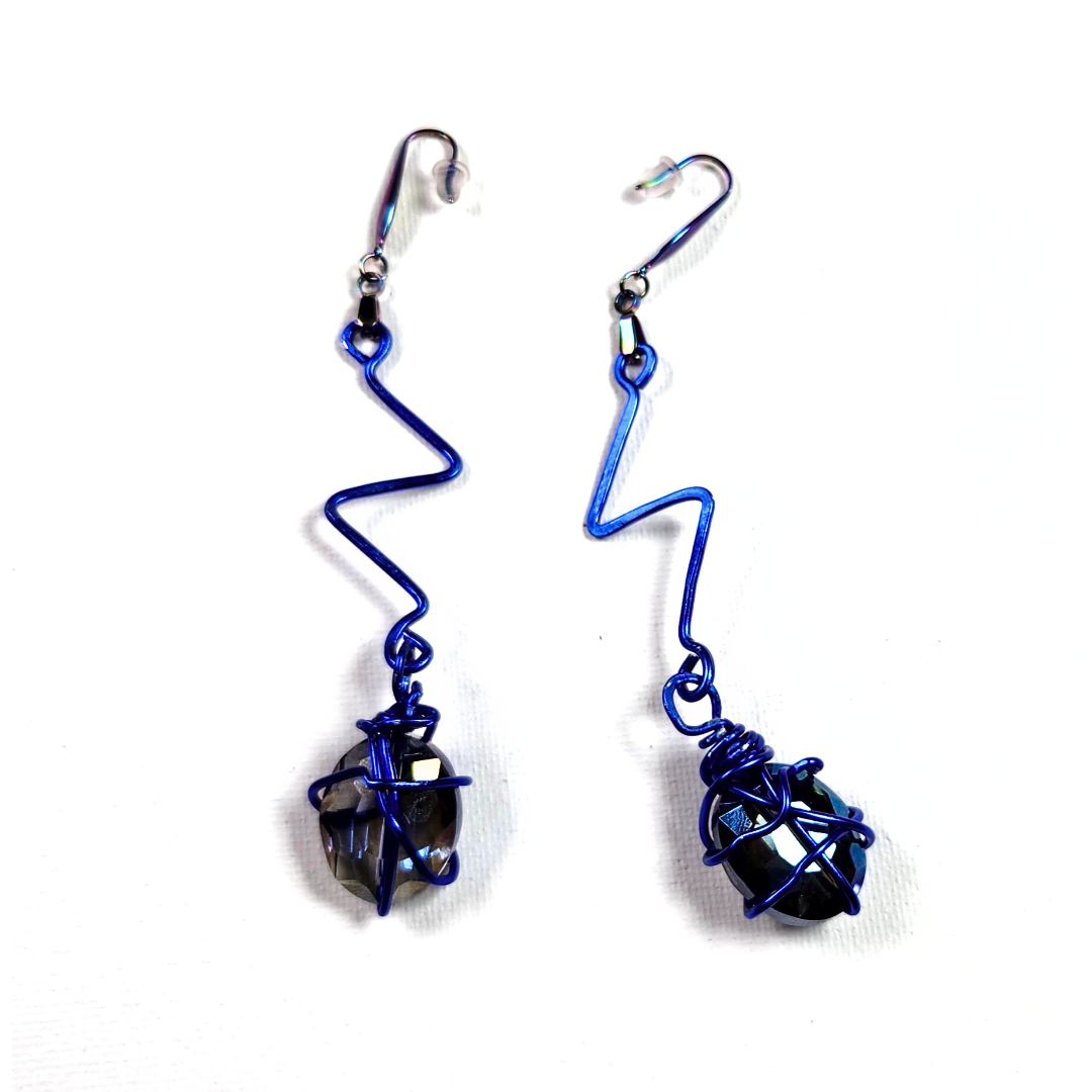 Crazy Twist Earrings #5 (Blue)