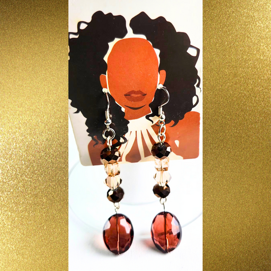 Elegant Brown Crystal Earrings #2