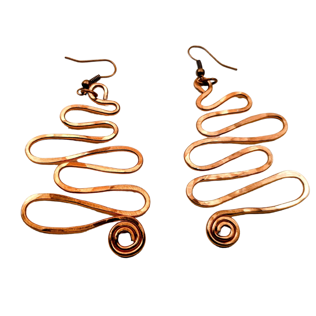 Woman's Abstract Copper Wire Earrings (DESIGNER STATEMENT PIECE)