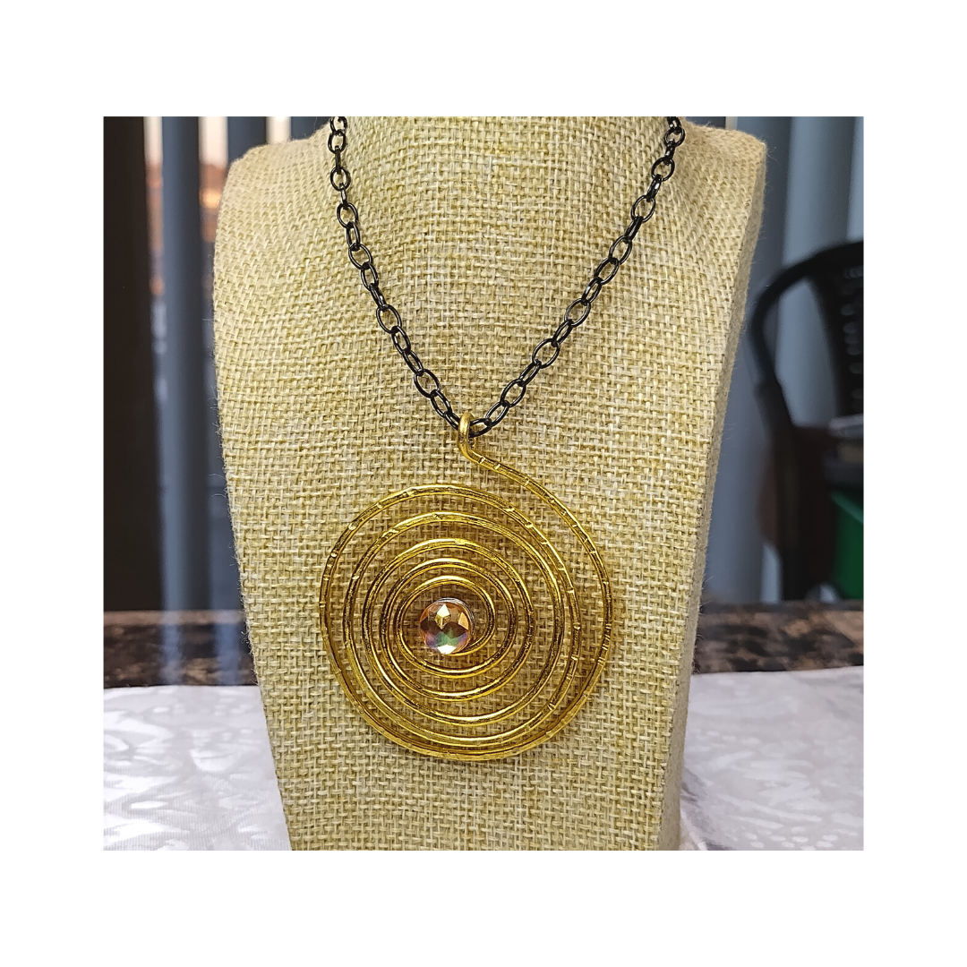 Woman's Gold-Brass Spiral Necklace -  DESIGNER STATEMENT PIECE