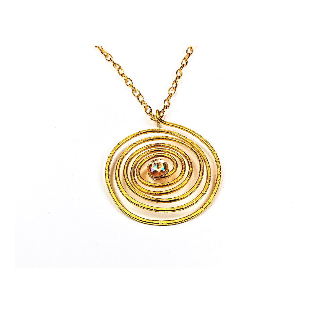 Woman's Gold-Brass Spiral Necklace -  DESIGNER STATEMENT PIECE