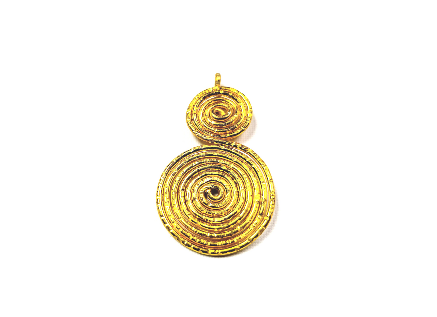 UNISEX Gold-Brass Spiral Necklace-Pendant. DESIGNER STATEMENT PIECE