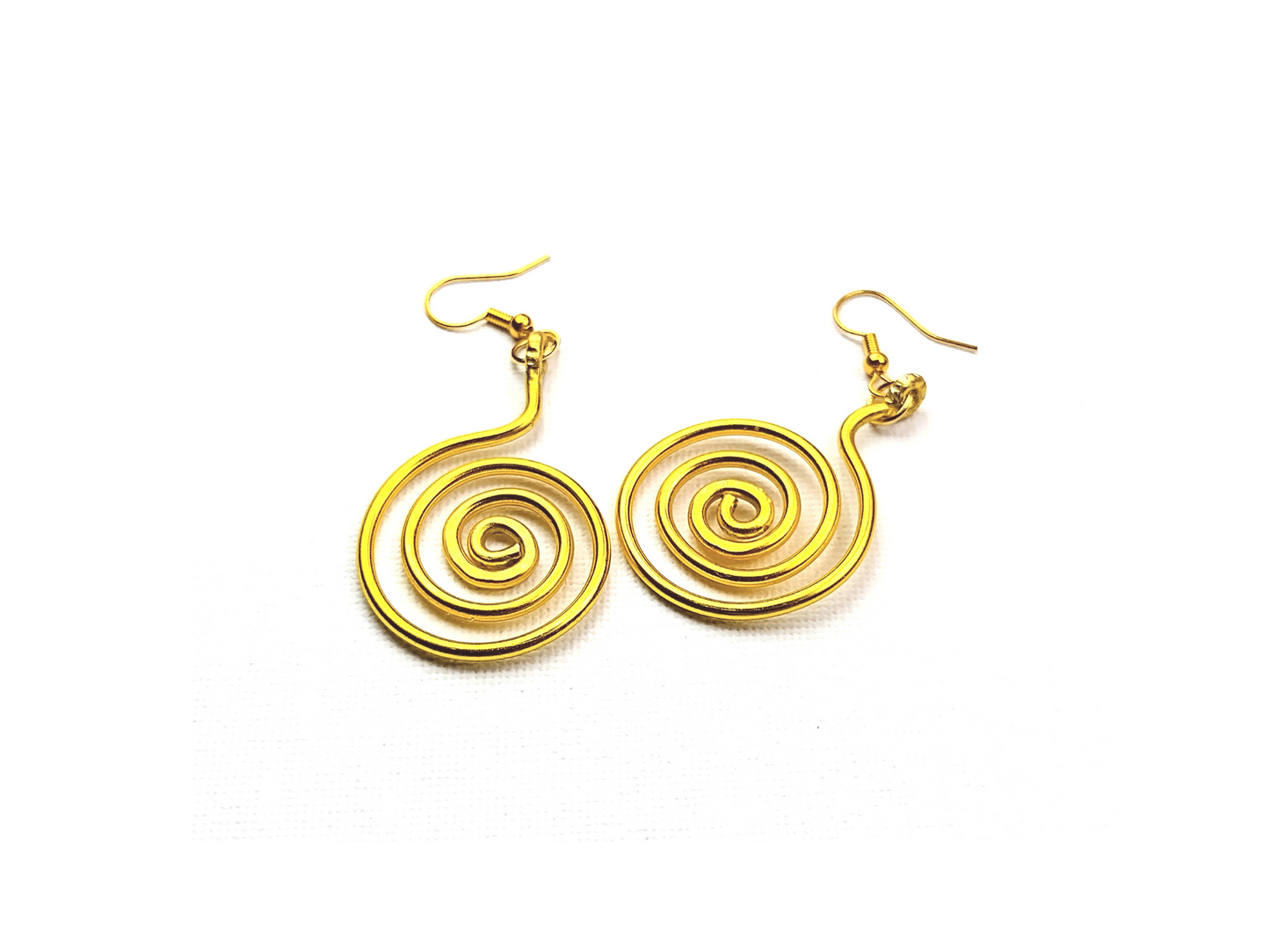 Women's Gold-Brass Spiral Wire Earrings - DESIGNER STATEMENT PIECE
