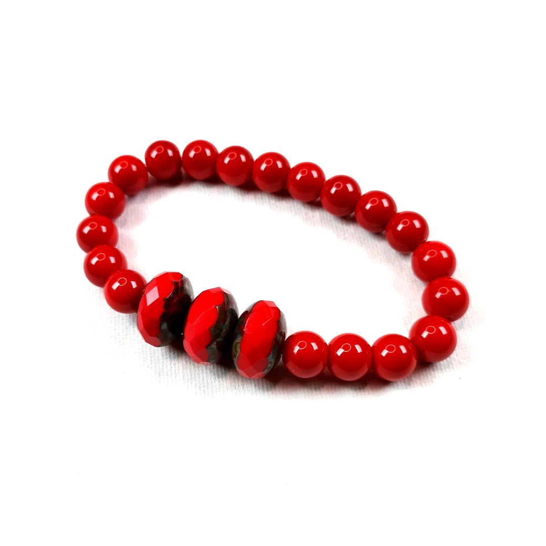 Woman's "Hot Red" Bead Bracelet