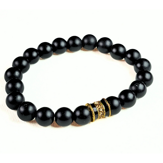 Man's Black Onyx Gemstone Bracelet #6