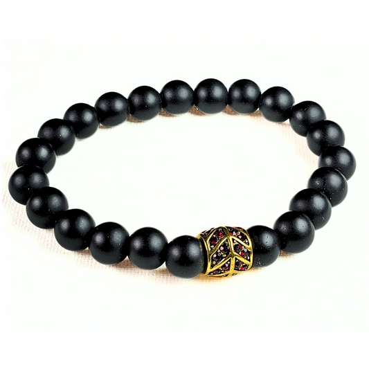 Man's Black Onyx Gemstone Bracelet #7