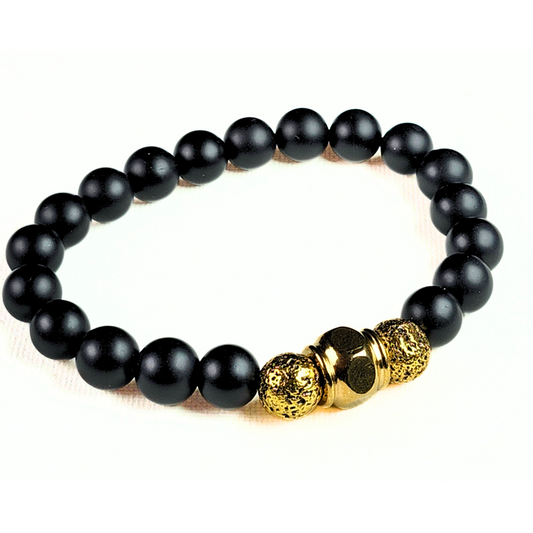 Man's Black Onyx Gemstone Bracelet #5