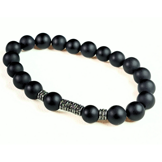 Man's Black Onyx Gemstone Bracelet #8