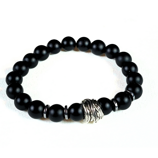 Man's Black Onyx Gemstone Bracelet #2