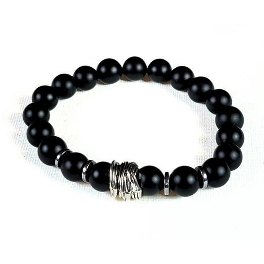 Man's Black Onyx Gemstone Bracelet #4