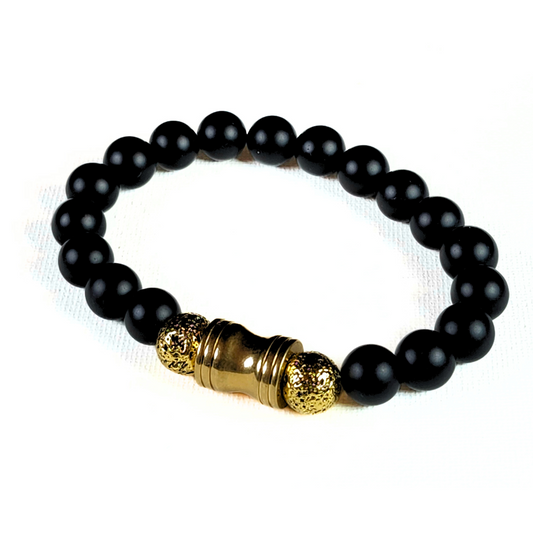 Man's Black Onyx Gemstone Bracelet #1