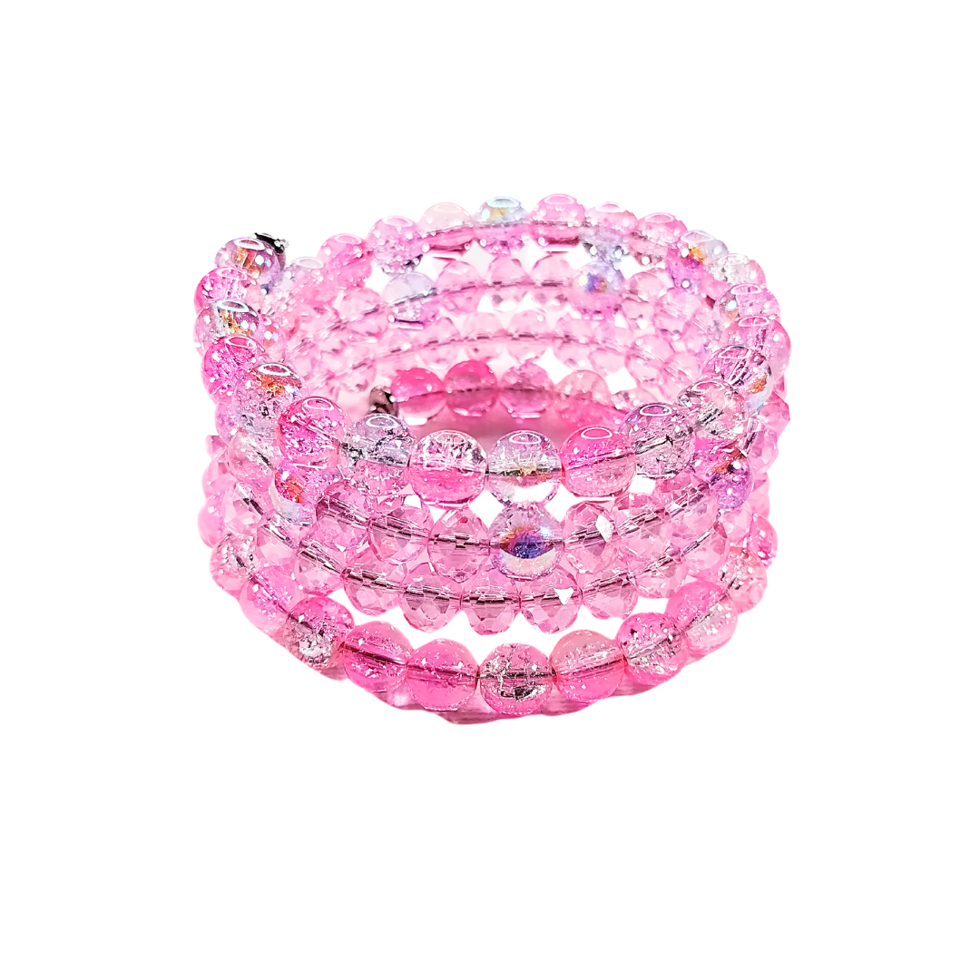 Woman's Pink Crystal Wrap-Around Wrist Bracelet (FIRE)