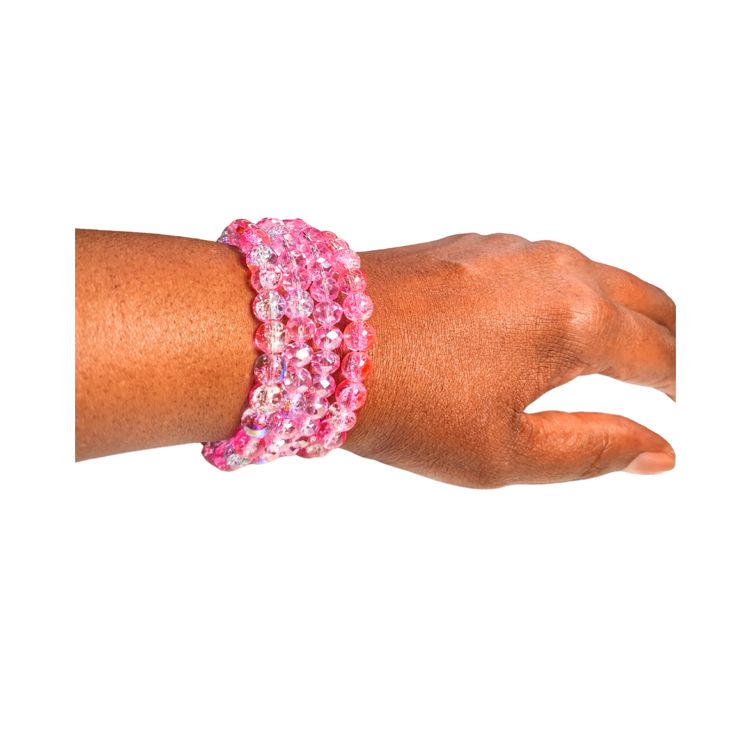 Woman's Pink Crystal Wrap-Around Wrist Bracelet (FIRE)