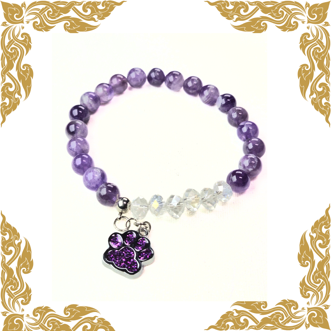 Amethyst-Crystal Pet Lovers Bracelet