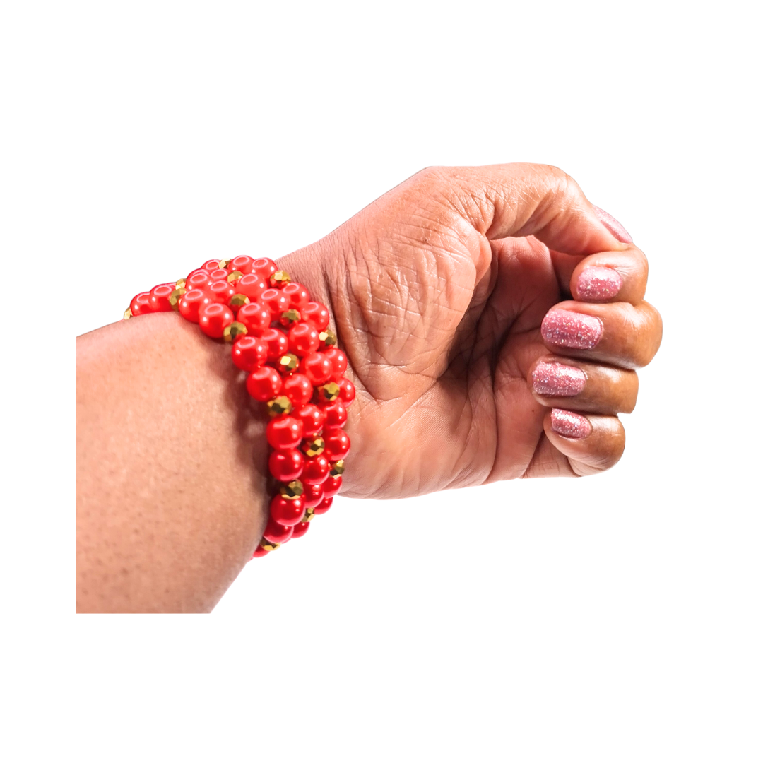 Woman's Red Hot  & Gold Wrap-Around Wrist Bracelet (FIRE)
