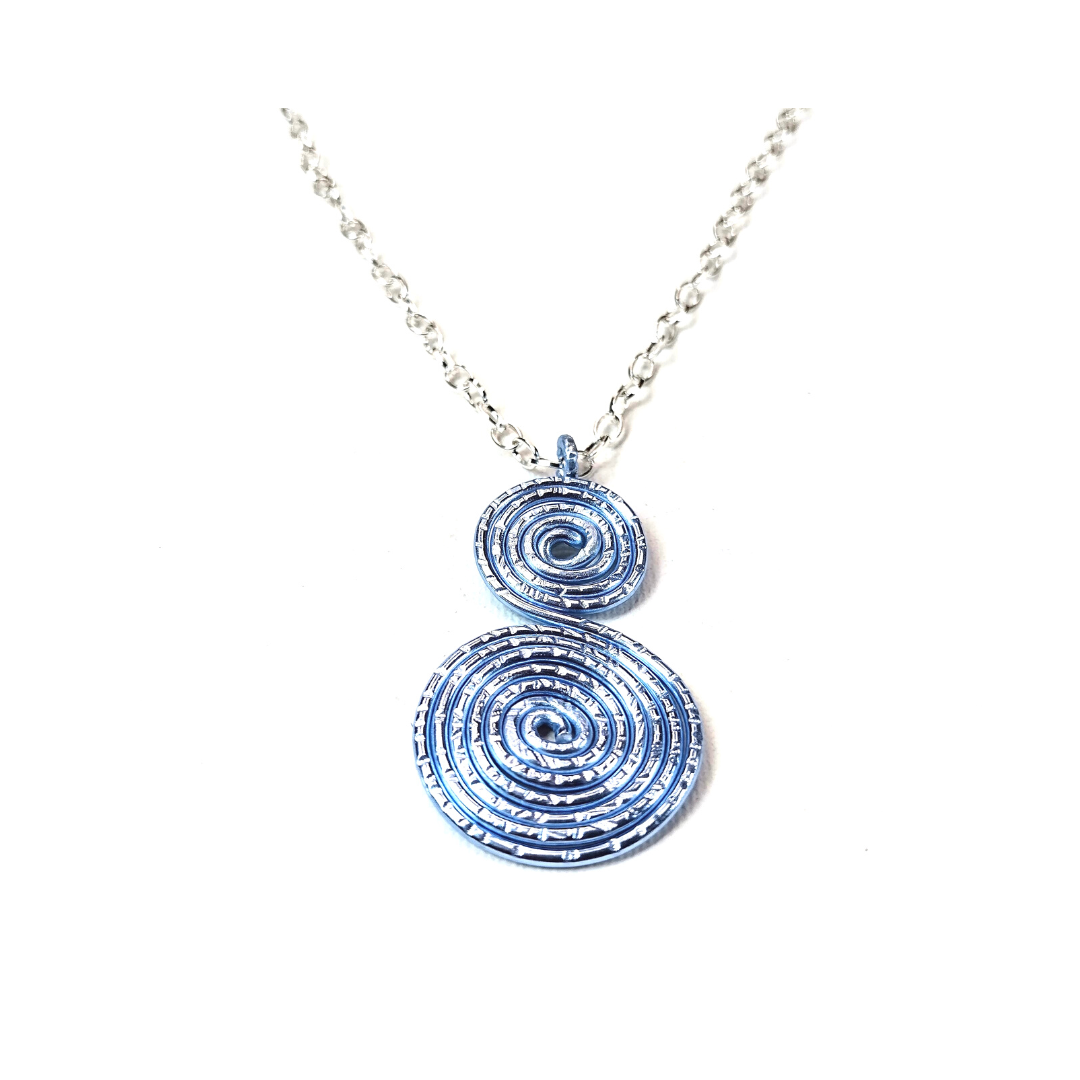 UNISEX Silver Blue Necklace-Pendant (DESIGNER STATEMENT PIECE)