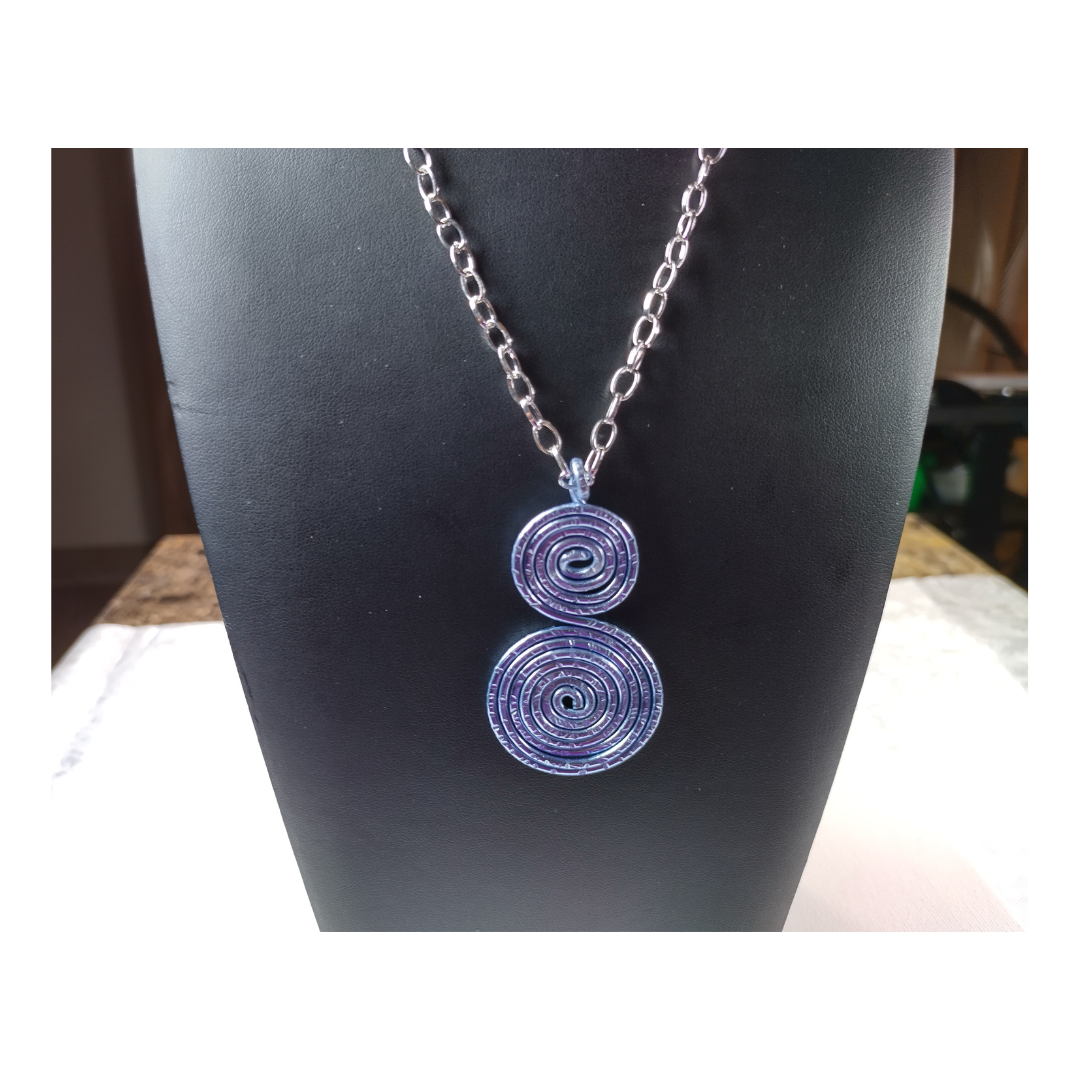UNISEX Silver Blue Necklace-Pendant (DESIGNER STATEMENT PIECE)