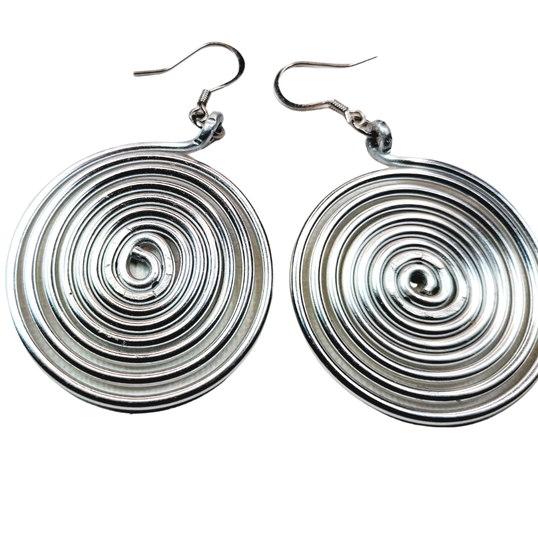 Woman's Silver Spiral Earrings - DESIGNER STATEMENT PIECE