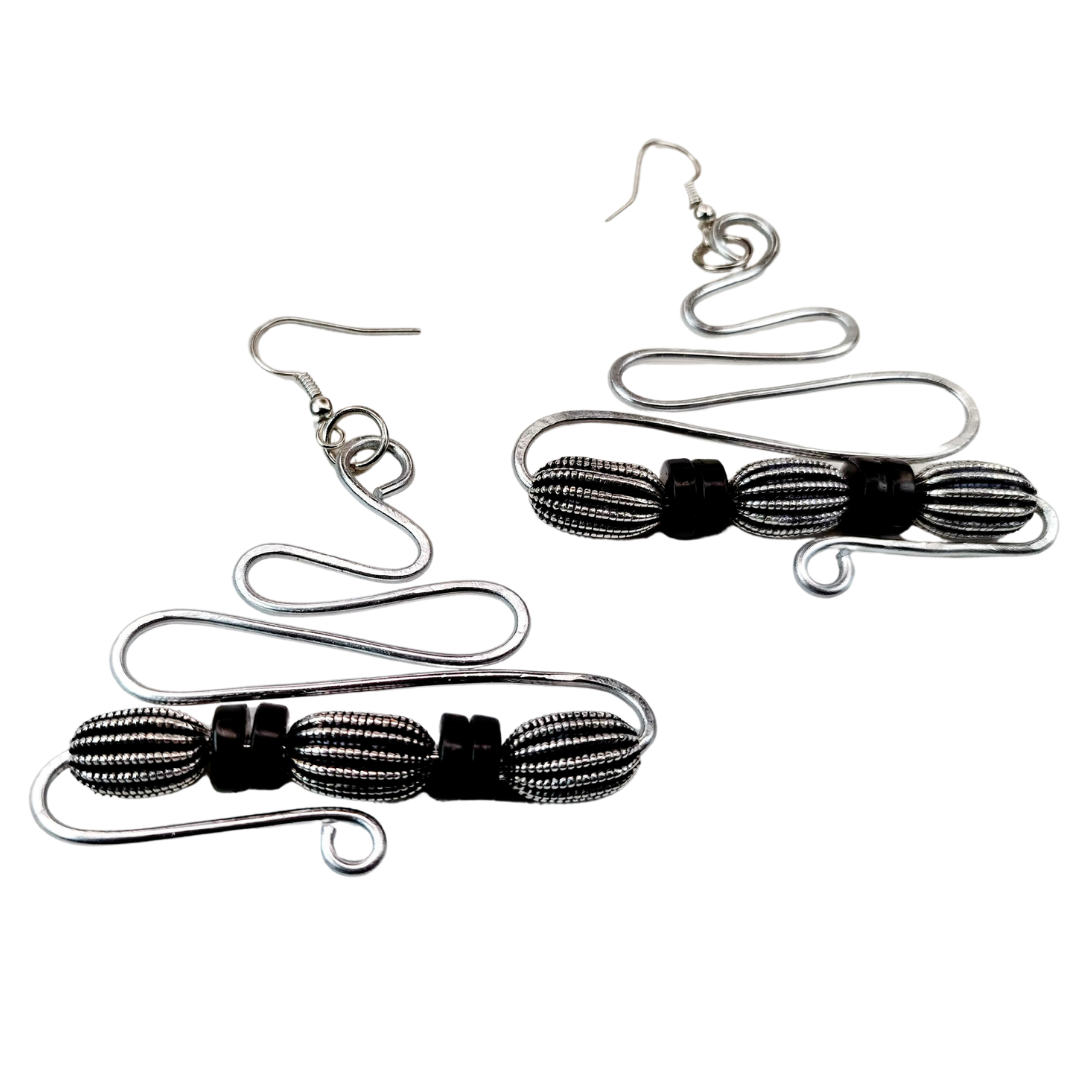 Woman's Abstract Silver Wire Earrings (DESIGNER STATEMENT PIECE)