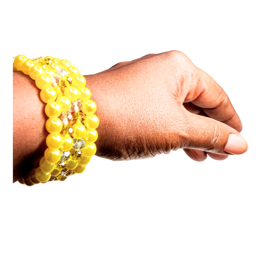 Woman's Yellow & Crystal Wrap-Around Wrist Bracelet (FIRE)